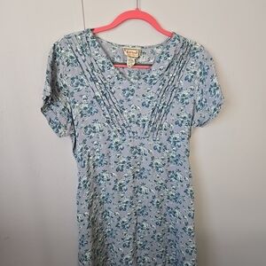 Vintage 90's April Cornell Light Blue Floral Midi Dress